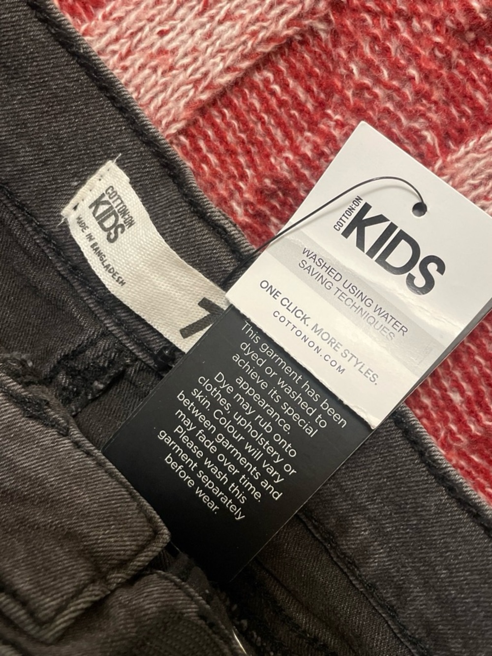 Girls' Black Denim Mini Skirt with Frayed Hem - Picture 2 of 3
